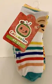 CoComelon Unisex Bottom Grip, No Slip Socks, 18 Months+,Size 4T-5T, 6 pair Set