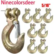 8Pcs 5/16" G70 Heavy Duty Forged Steel Clevis Slip Hook w/Safety Latch