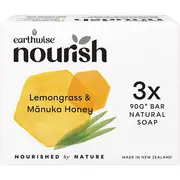 Earthwise Nourish Natural Soap Bar Lemongrass & Manuka Honey 3pk