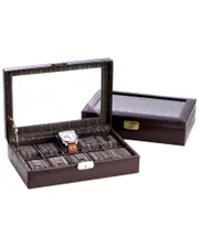 Bey-Berk Leather 10-Watch Case