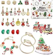 [Kiethleasa] Christmas Advent Calendar 2023 Girls, DIY Christmas Charm Bracelet, Christmas Cute Jigsaw Paper Model, 24 Day Xmas Countdown Calender Gifts for Girls Kids Teens Random Blind Box Jewelry Set