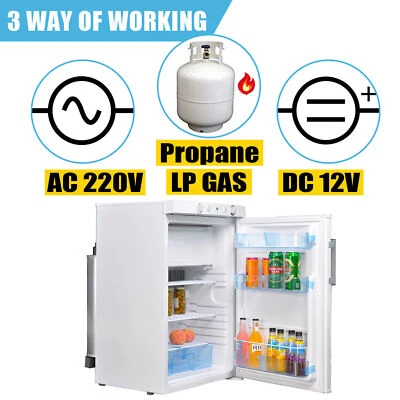 Smad 100L 220V Propane Gas Refrigerator LPG AC DC 12V Fridge Freezer Camper RV