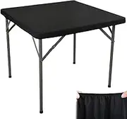 Card Table Tablecloth Square Tablecloths 34 X 34 Elastic Card Table Tablecloth Stretch Card Table Cover Lightweight Black Tablecloth for Party Kitchen Home