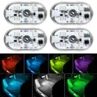 4x Car Interior Wireless 7-Colors LED Light Touch Switch Type-C USB Charge Lamp;