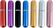 Portable Mini Refillable Perfume Atomizer Perfume Bottle Refillable Perfume Spray Traveling Scent Pump Case 7 Pcs Pack of 5ml Gift (Black Purple Red Gold Pink Silver Blue)