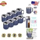 Navy Double Wall Vacuum Coffee Mugs - 14 oz Reusable Tumblers for Outdoor Fun
