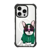 iPhone 16 Pro Ultra Impact Case MagSafe Compatible Hipster Frenchie - Black and White