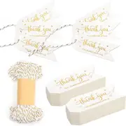 240Pcs Small Thank You Tags with String Gold Foil Personalized Label for Party B