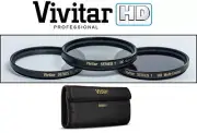 HD Vivitar 52mm Polarizer (PL) UV & FLD (Fluorescent) Filter Set (3-Pc Kit)