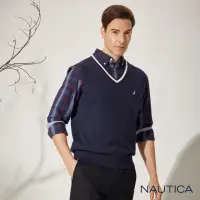 在飛比找momo購物網優惠-【NAUTICA】男裝 V領無袖針織背心(深藍)