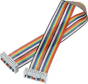 uxcell 1 Pcs 20 Pin Flat Rainbow Ribbon Cable FC/FC Female Connector 1FT 2.54mm Pitch Breadboard Jumper Wires for Electronic Projects