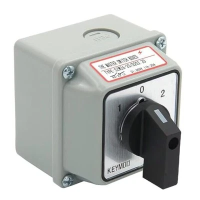 20A Rotary Changeover Switch with Exterior Box,3 Position 2 Phase 8