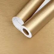HotDecor Gold Stainless Steel Wallpaper Bronze Metallic Stick and Peel Contact Paper Removable Wallpaper for Kitchen Refrigerator Cabinets Liner Golden Metal Look Wall Paper Vinyl Wrap 17.7X78.8 Inch