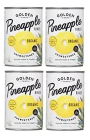 Organic Pineapple Rings (Unsweetened), 4 Cans NT. WT. 14 oz. (396g)