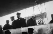 Ferdinand von Zeppelin and crew on board the Zeppelin LZ 6 during - Old Photo