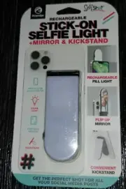 Selfie Light Stick On Rechargeable With Kickstand Mirror Flip Up Phone Camera