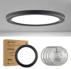 7.3" Flush Mount Dimmable LED Ceiling Light - 5000K Black, Ultra Thin round Fixt