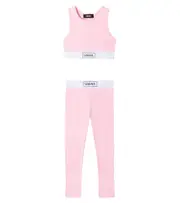 [Versace Kids] Versace Kids Cotton-blend jersey crop top and leggings set Y 14 pink