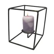 Minimalist Iron Open Rectangle 8 in Candleholder Pillar Rhombus Geometric Shape