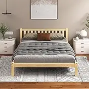 ALFORDSON Bed Frame Queen Wooden Bed Base with Solid Wood Pine Timber Slats, Mattress Base Platform Support, Oak Bed Foundation with Storage Space, Fenella Series Home Bedroom Furniture