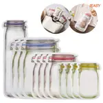 10/12PCS FOOD STORAGE BAG LEAKPROOF REUSABLE JAR SHAPE SNACK