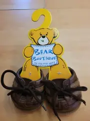 Build-A-Bear Boots Brown Tan Faux Leather Work Construction Hiking Shoes Lace Up