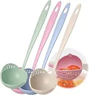 Generic 4 Pack Soup Ladles 2 In 1 Plastic Straining Ladle Soup Pan Spoon with Filter Strainer Kitchen Dinnerware Cooking Tools
