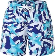[Ewbob] Boys Swim Trunks Bathing Suit Shorts Mesh or Compression Liner with Pocket Quick Dry Swimwear Teen Beach Shorts 3-12 Years