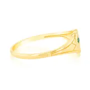 Natural Emerald Heart Signet Ring in 9ct Yellow Gold, Q