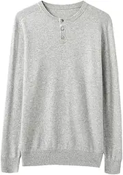 [Zadaos] 100% Solid Cashmere Pullovers Men's Loose Sweater Long-Sleeve Shirt Knitted Jacket Light Gray9 L