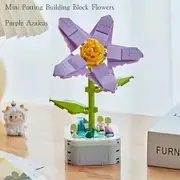 Building Block Flower Bouquet Building Sets DIY Creative Potting Building Blocks Flowers Artificial Flower Toy Gifts(Azaleas)