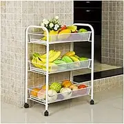 Storage Organiser Kitchen Shelves, Multifunction Floorstanding Removable Storage Shelf Household Wheeled 3 Layer