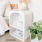 White Textured Arched Bedside Table