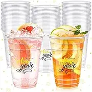 50Pcs Happy New Year Clear Plastic Cups 2024 New Year Party Cups Reusable Drinking Cups for New Year’s Eve 12 Oz Plastic Cups Party Supplies for Holiday Home Drinkware Tableware for 2024 New Year