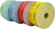 DNB 4 Color Set of 1000 2 x 2 Inch 50/50 Double Roll Raffle Tickets, Total 4000 Pairs, Blue/Yellow/Red/Green