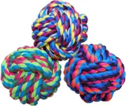 Pet Chew Toy, Knots Weave Cotton Rope, Biting Small Ball for Dogs & Cats, 3