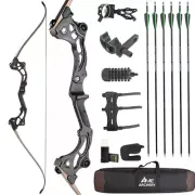 64" Recurve Bow 30-55lbs Takedown 23"Riser Limbs Archery BowHunting Target Shoot