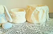 Set of 2 crochet baskets, Storage boxes, Decorative storage baskets,Home decor