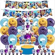Blox Fruits Birthday Party Decoration,Blox FruitsTheme Banner, Cake Topper, Latex Balloons for Fruits Birthday Party Supplies