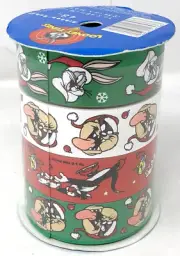Vintage 16 Yards Christmas Looney Tunes Acetate Ribbon Pack of 4 — NOS Bugs Taz