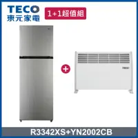 在飛比找momo購物網優惠-【TECO 東元】334L一級能效變頻雙門冰箱+浴臥兩用電暖