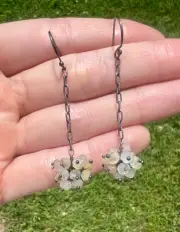 Golden Rutile Quartz Drop Earrings or Necklace – Rhodium 925 Silver, Handcrafted