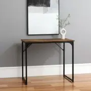 32" Brown and Black Wood and Metal H-Shape Computer Desk
