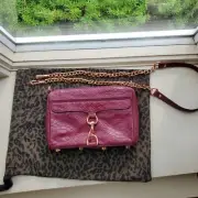 Rebecca Minkoff Plum Mini MAC Snakeskin Leather in Rosegold Hardware Crossbody