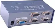 DTECH Powered 4 Port VGA Splitter Box Video Distribution Duplicator for 1 PC to Multiple Monitors Projector