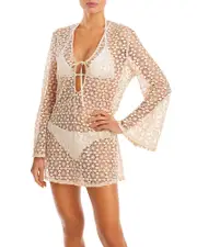 Aqua Lace Keyhole Mini Dress Swim Cover-Up - Exclusive