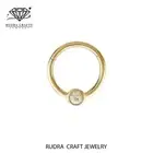 Gianna round Diamond Daith 14k Gold Hoop Septum clicker for her