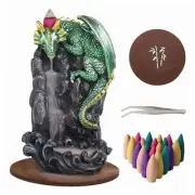 Dragon Backflow Incense Holder Waterfall Incense Burner, with 100 Green