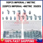 220pcs/Set Metric Hydraulic Grease Nipple Mechanical Lubricant Fitting Kit NEW