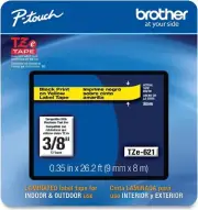 Brother P-touch Label Maker Tape 0.35"W Yellow/Black Model TZE621CS